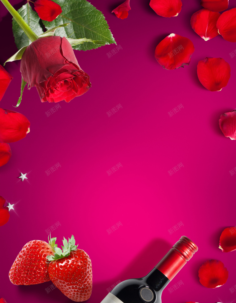 情人节玫瑰红酒元素jpg设计背景_新图网 https://ixintu.com 创意海报 情人节 促销 活动 浪漫 宣传单 优惠 海报