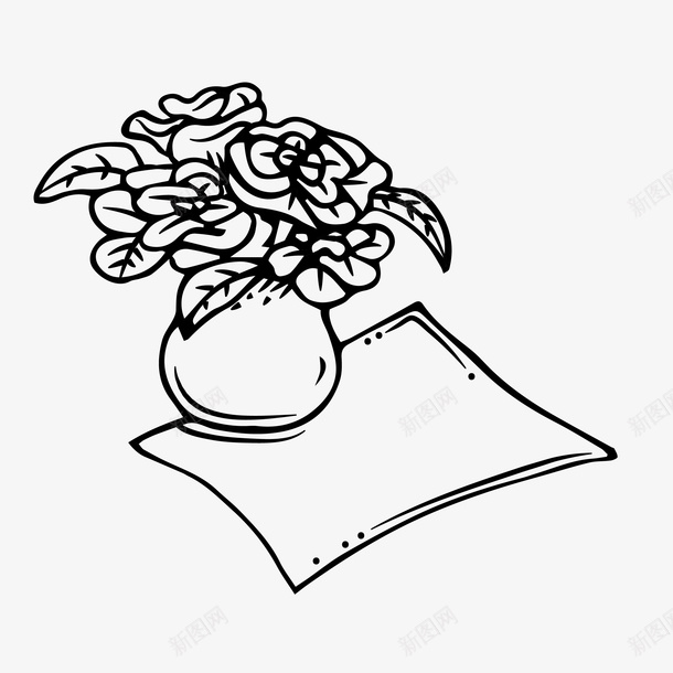情人节png免抠素材_新图网 https://ixintu.com 叶子 情人节素材 手绘 花瓶