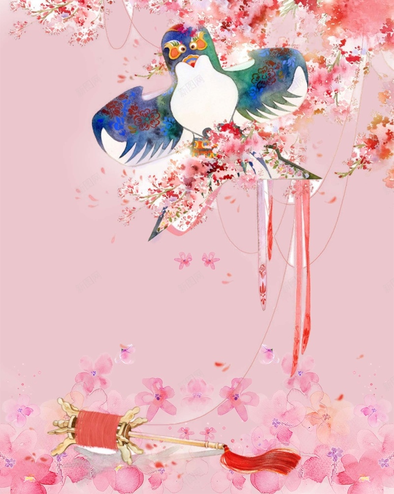 放风筝海报背景psd设计背景_新图网 https://ixintu.com 春天 桃花 水墨 海报 背景 风筝 风筝海报 风筝素材