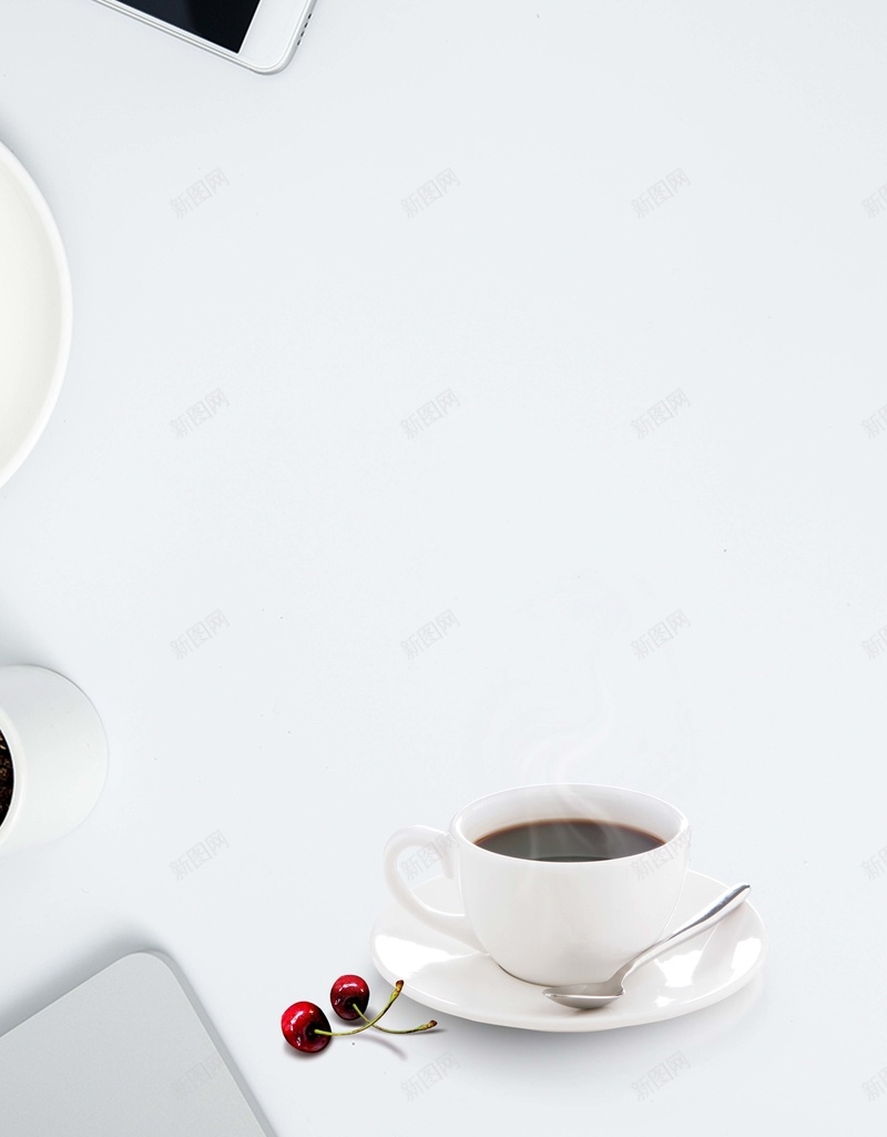 下午茶海报背景psd设计背景_新图网 https://ixintu.com 一杯咖啡 下午茶海报 休闲时光 优惠活动 咖啡 咖啡厅 樱桃 餐厅 餐饮
