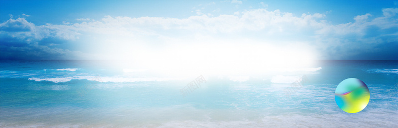 海天一色背景图psd设计背景_新图网 https://ixintu.com 大海 蓝天 云层 亮光 彩球 背景 海报banner 摄影 风景
