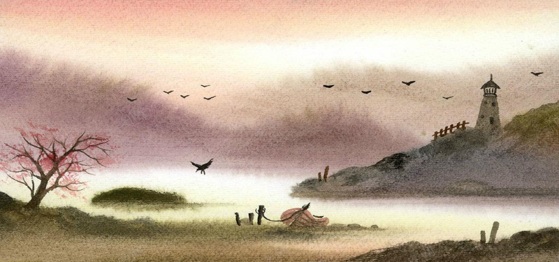 油画秋季河流风景jpg设计背景_新图网 https://ixintu.com 油画 秋季 河流 灯塔 风景 海报banner 摄影