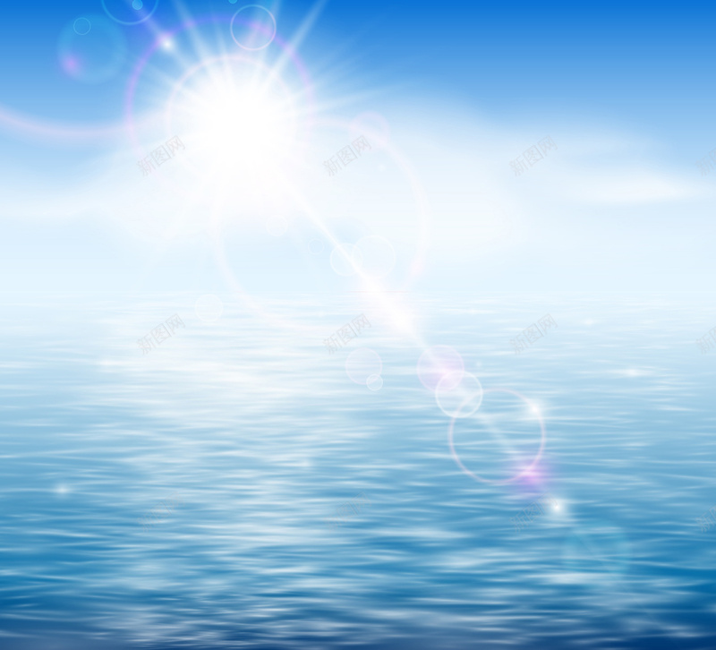 简约小清新海平面广告矢量图eps设计背景_新图网 https://ixintu.com 光晕 大气 小清新 广告 文艺 时尚 海平面 白云 简约 蓝天 矢量图
