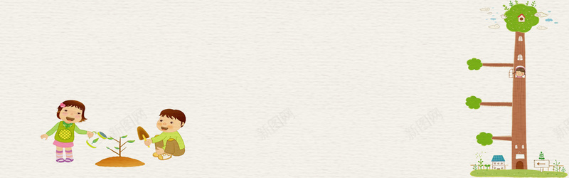 手绘卡通人物教育培训bannerpsd设计背景_新图网 https://ixintu.com 云层 卡通人物素材 叶子素材 树木 树枝素材 热气球素材 电商banner 简约大气 绘卡通背景图片