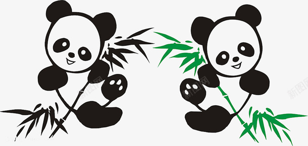 黑色卡通小熊猫矢量图ai免抠素材_新图网 https://ixintu.com 卡通 小熊猫 黑色 矢量图