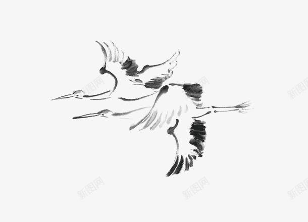 中国风笔墨画鹤png免抠素材_新图网 https://ixintu.com 中国风 笔墨画 装饰 鹤
