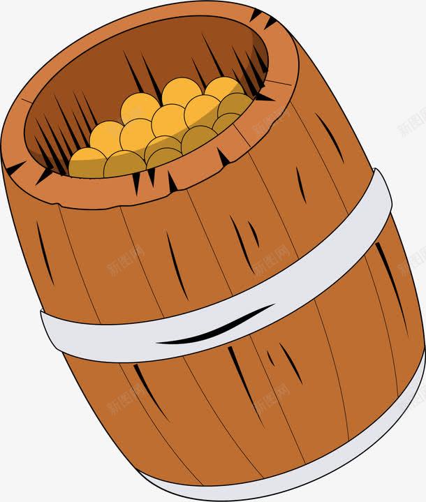 手绘木桶png免抠素材_新图网 https://ixintu.com 手绘 木桶 金币