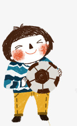 卡通手绘拿足球的小男孩png免抠素材_新图网 https://ixintu.com 卡通人物 卡通手绘 拿足球的小男孩
