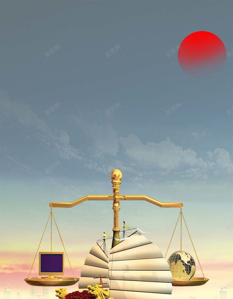 金色都市秤商业H5背景psd设计背景_新图网 https://ixintu.com H5背景 商业 大气 天平背景素材 水平称 秤 都市 金色