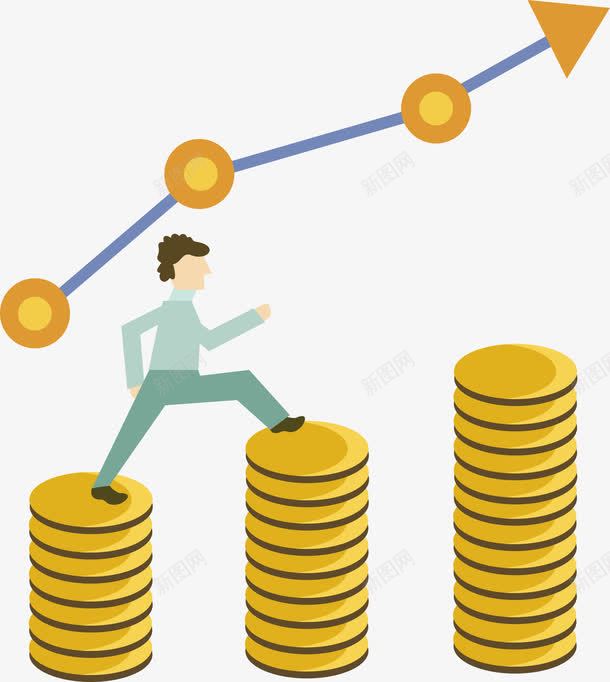 金币上行走的男子png免抠素材_新图网 https://ixintu.com 商务金融 男人 箭头 行走 金币 金融