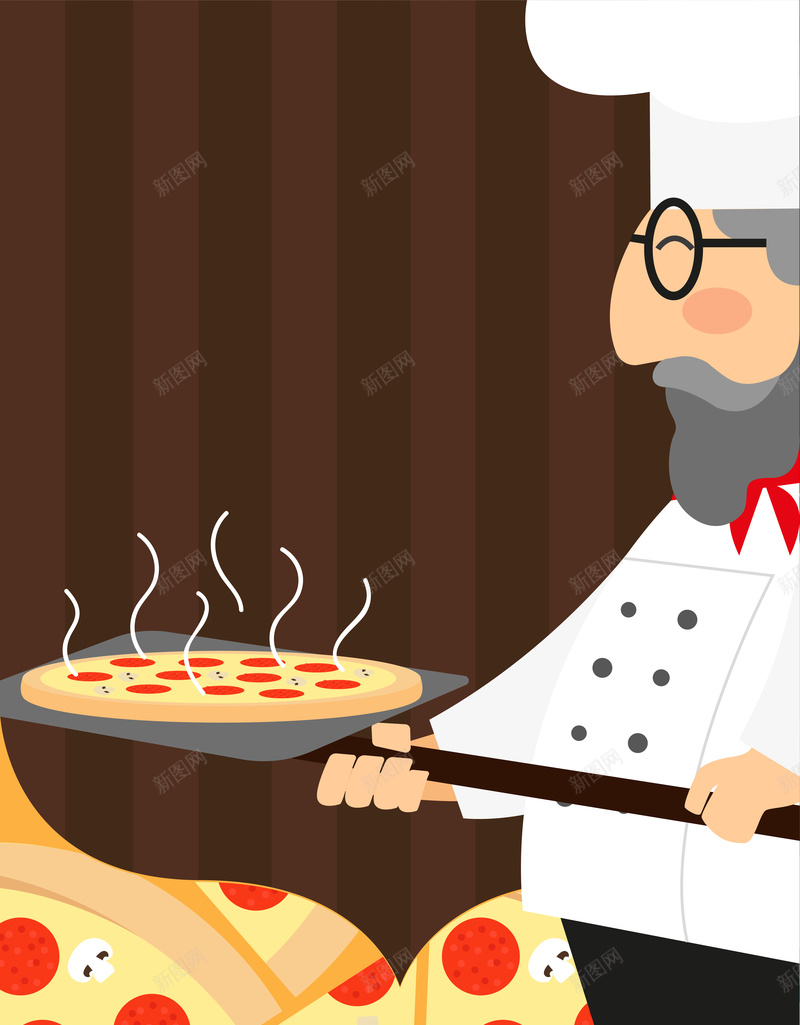 卡通手绘美食披萨西餐厨师背景矢量图eps设计背景_新图网 https://ixintu.com 卡通 厨师 手绘 披萨 素材 美食 背景 西餐 餐厅海报 饮食 矢量图
