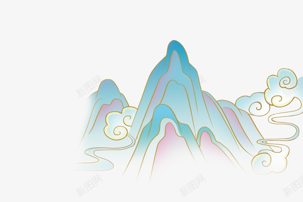 国潮山插画山云psd免抠素材_新图网 https://ixintu.com 国潮山 国潮山景 山 彩色山 插画山云