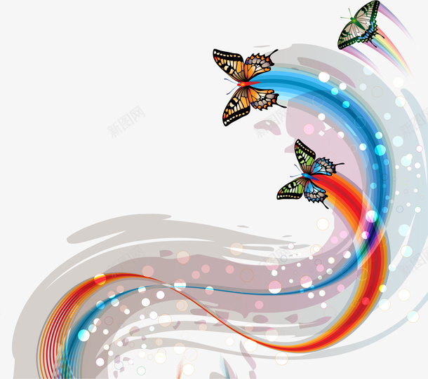 梦幻彩色蝴蝶图案矢量图ai免抠素材_新图网 https://ixintu.com 图案 彩色蝴蝶 梦幻 矢量图