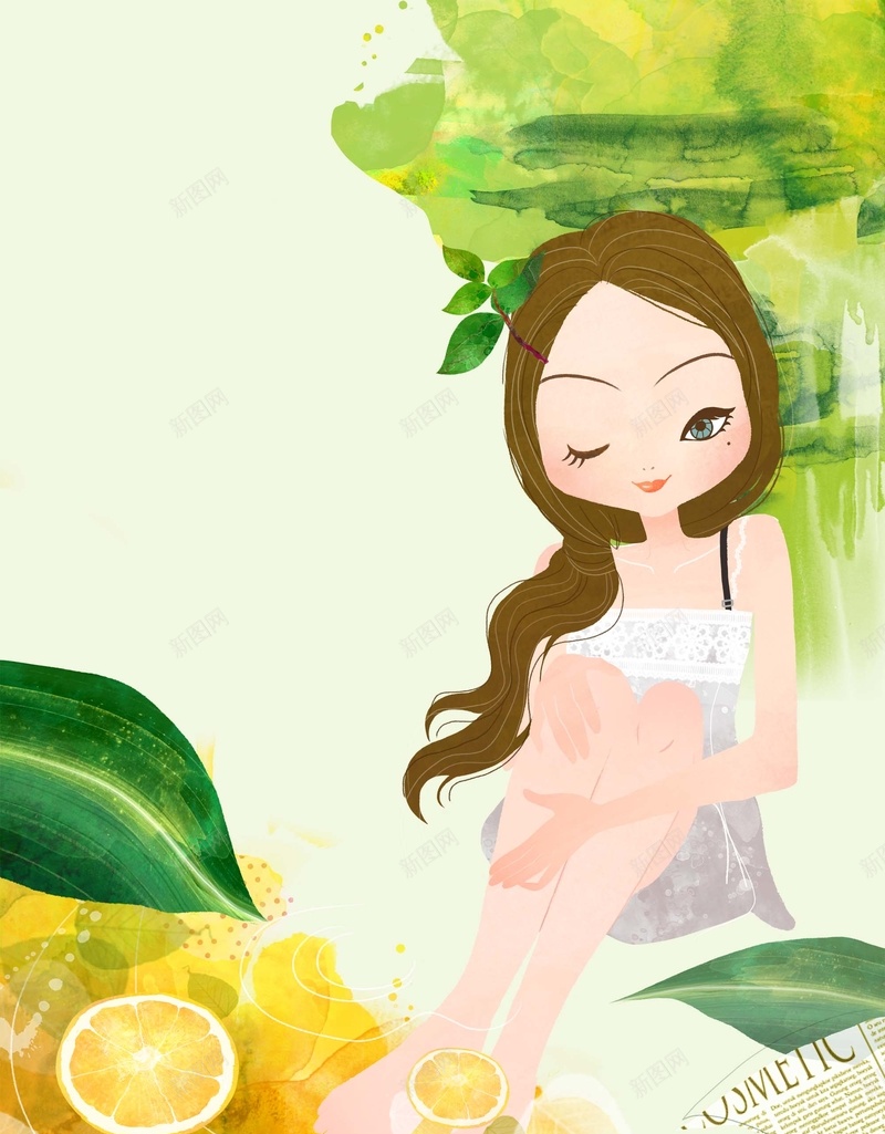 水彩时尚手绘女性海报背景模板psd设计背景_新图网 https://ixintu.com 海报背景模板 手绘女性 时尚 柠檬 水彩 泡脚 海报背景 化妆品海报 叶子 女性海报