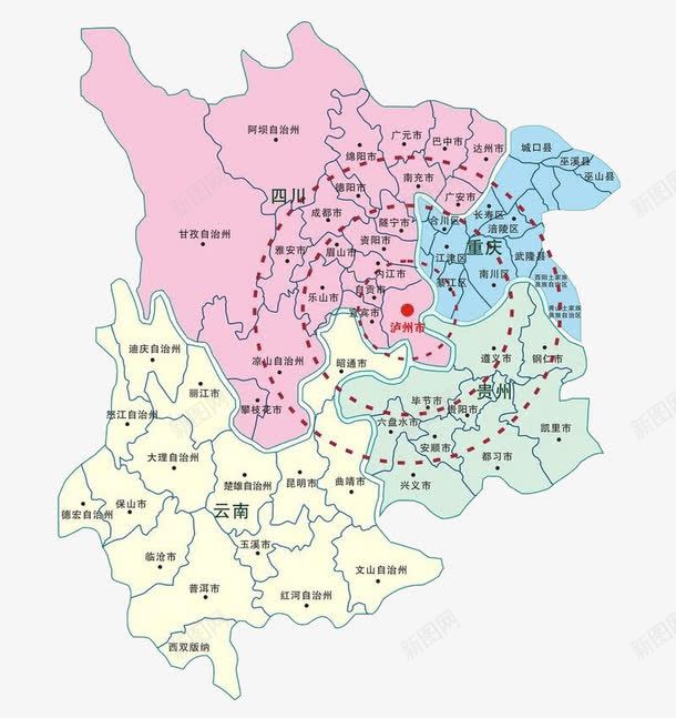 川滇渝贵地图png免抠素材_新图网 https://ixintu.com 四川地图 四川省地图 地图 川滇渝贵地图
