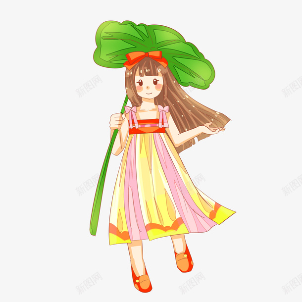夏季夏天荷叶乘凉女孩psd免抠素材_新图网 https://ixintu.com 乘凉女孩 夏天 夏季 荷叶