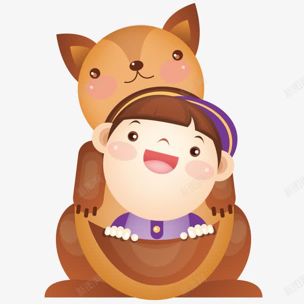 袋鼠口袋里的小孩png免抠素材_新图网 https://ixintu.com 动物 卡通 矢量人物 袋鼠