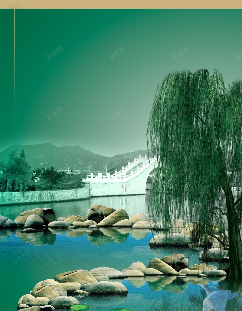 园林海报背景素材jpg设计背景_新图网 https://ixintu.com 海报 背景 高清背景大全 传统 文化 中国风 园林 风景 柳树