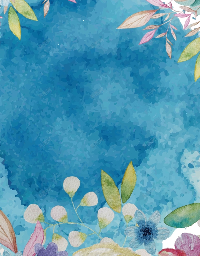 艳丽色彩水墨鲜花jpg设计背景_新图网 https://ixintu.com 叶子 唯美 宣传 推广 水墨 色彩 艳丽 蓝色 鲜花