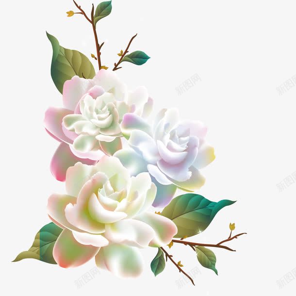 玉雕花png免抠素材_新图网 https://ixintu.com 中式 渐变 玉雕花 白色