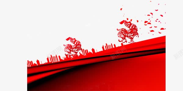 红色喜庆公鸡边框装饰图案png免抠素材_新图网 https://ixintu.com 公鸡 喜庆 底框 红色 装饰