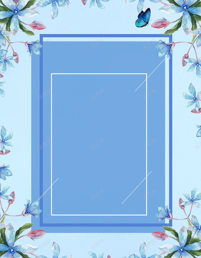 蓝色简约夏季新品发布海报背景psd设计背景_新图网 https://ixintu.com 几何 夏季 小清新 文艺 新品 海报 简约 背景素材 花边 蓝色