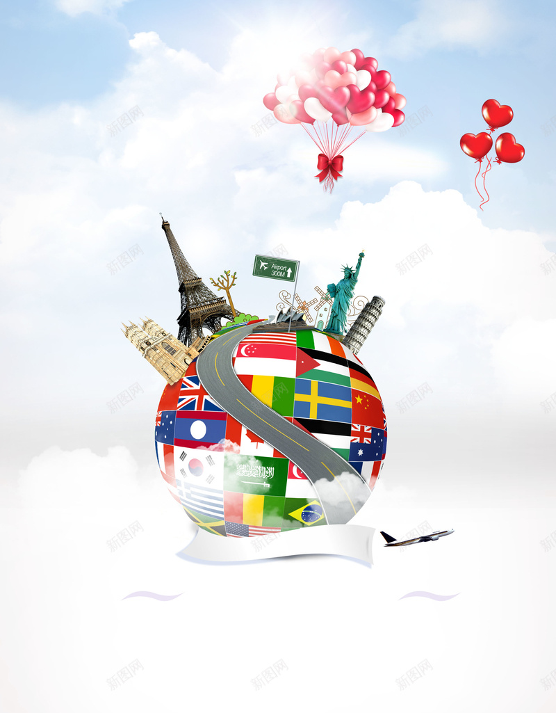 情侣双飞游活动海报背景psd设计背景_新图网 https://ixintu.com 情侣双飞游 情侣双飞游活动海报 旅游 旅游广告 气球优惠劵 环球旅行 素材 陪你一起环游世界