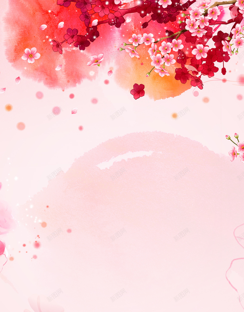 手绘桃花节红色H5背景psd设计背景_新图网 https://ixintu.com 桃花节 底纹 手绘 红色 花朵 漂亮 春景 春色 红花
