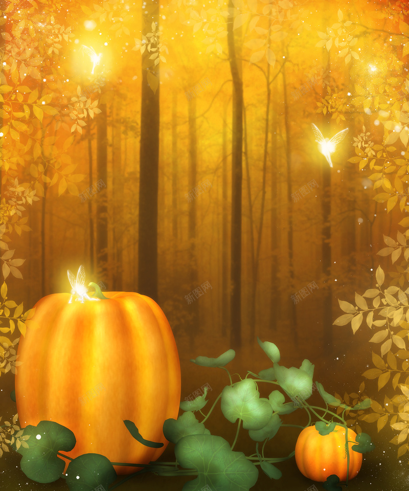 魔幻万圣节南瓜背景jpg设计背景_新图网 https://ixintu.com 万圣节 南瓜 梦幻 森林 浪漫 魔幻