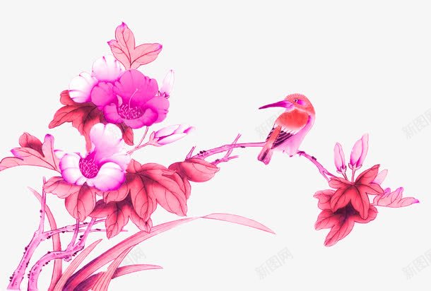 手绘粉色花朵海报png免抠素材_新图网 https://ixintu.com 创意图 卡通 可爱 彩色图 手绘图 海报 简单 粉色花朵