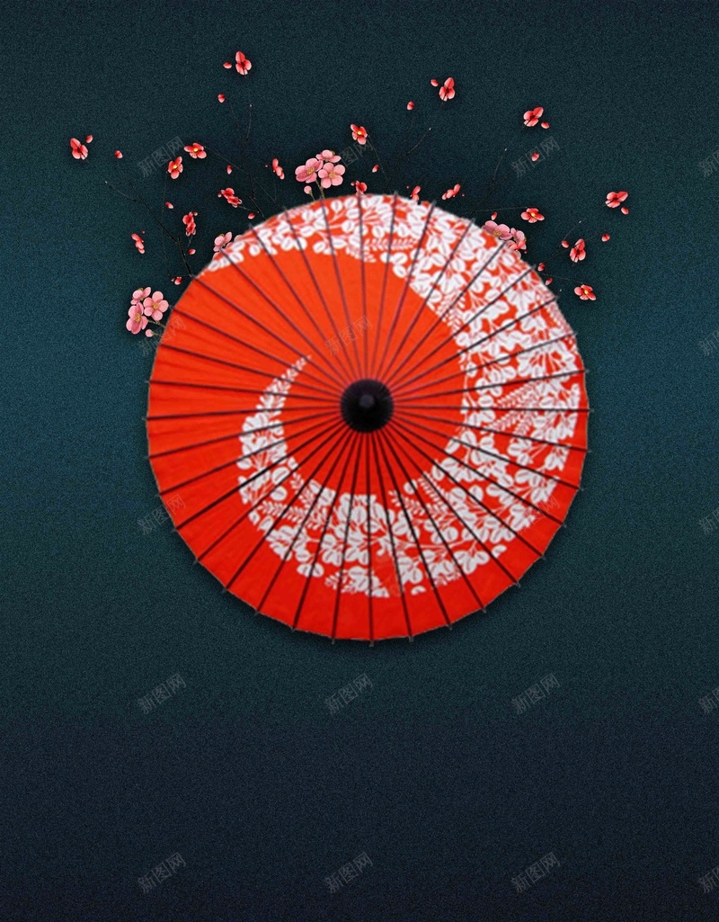 黑色大气桃花节海报背景模板psd设计背景_新图网 https://ixintu.com 伞 创意 大气 春天 桃花节 海报 简约 背景 踏青 黑色