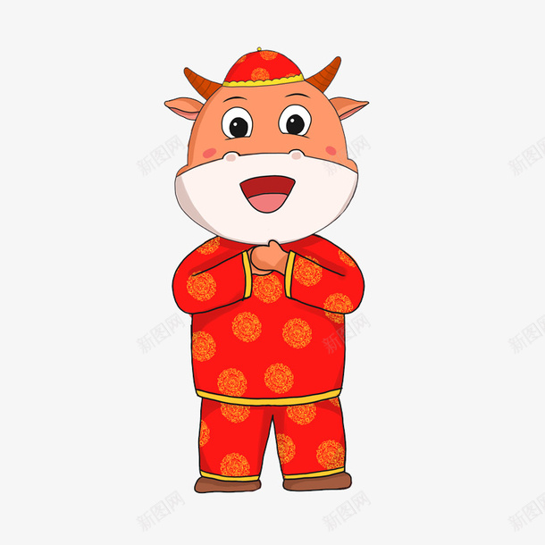 新年快乐牛2psd免抠素材_新图网 https://ixintu.com 12生肖牛 喜庆 手绘 牛 生肖牛 节日牛