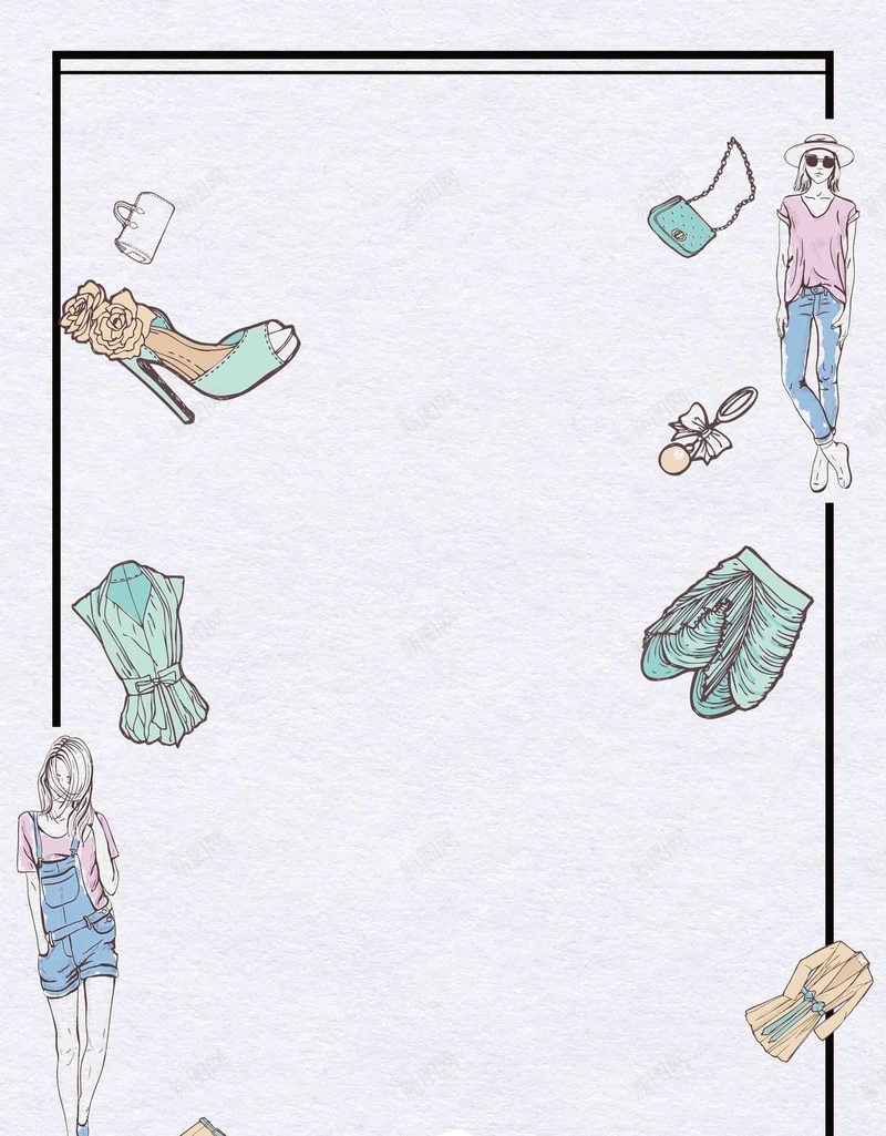 服装促销海报背景模板psd设计背景_新图网 https://ixintu.com 创意 夏日促销 季末清仓 宣传 手绘 服装促销 活动 海报 简约 背景模板
