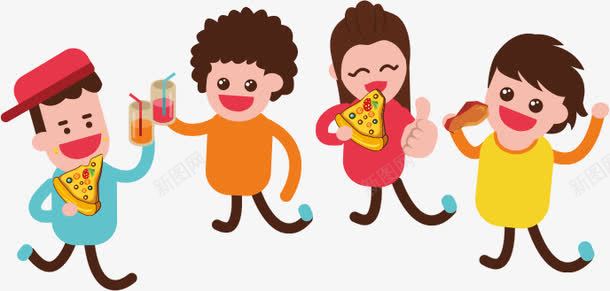 卡通聚会图png免抠素材_新图网 https://ixintu.com 卡通 美食 聚会