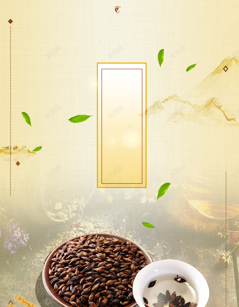 简约清新茶叶大麦茶海报背景psd设计背景_新图网 https://ixintu.com 促销 促销海报 大麦茶 海报 燕麦茶 绿叶清新 茶叶特卖 茶文化 茶水 食品 麦子