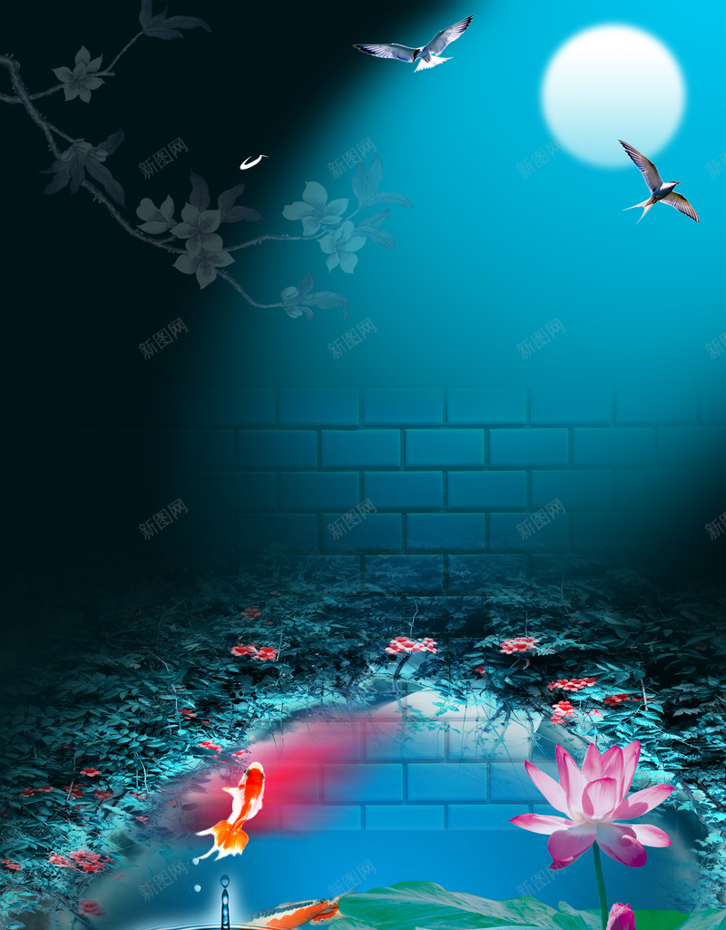 淡雅文艺花卉海报背景jpg设计背景_新图网 https://ixintu.com 女装 文艺 梦幻 浪漫 海报 淡雅 花卉 金鱼