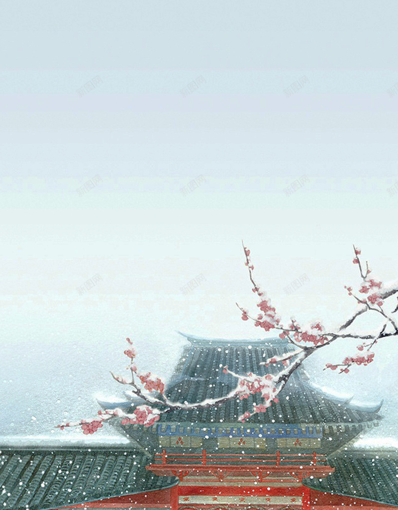 建筑古风蓝色jpg设计背景_新图网 https://ixintu.com 蓝色 建筑 古风 古风建筑 蓝天 唯美 H5背景 简约 小清新