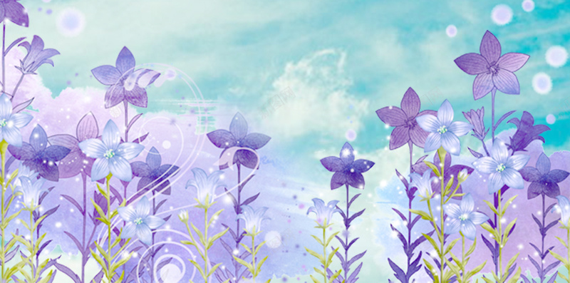 蓝色浪漫花朵背景psd设计背景_新图网 https://ixintu.com H5 分层 创意 手绘 浪漫 素材 背景 花朵 蓝色