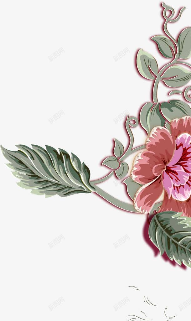 手绘水墨花朵树叶png免抠素材_新图网 https://ixintu.com 树叶 水墨 花朵