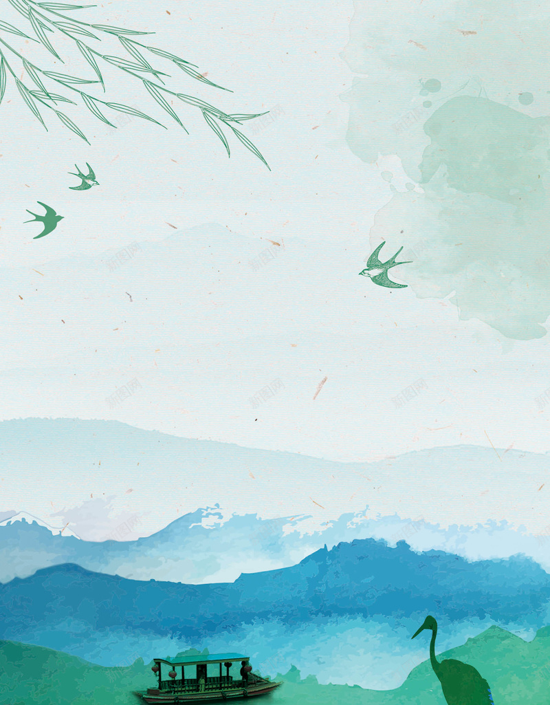 清明节踏青宣传海报背景psd设计背景_新图网 https://ixintu.com 小清新 文艺 旅游海报 春天 春季海报 春雨 清明节海报 绿色 荷花 踏青海报