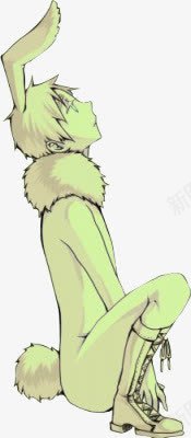 蹲着的穿兔子装的男生png免抠素材_新图网 https://ixintu.com 兔子 兔耳朵 男生 白色