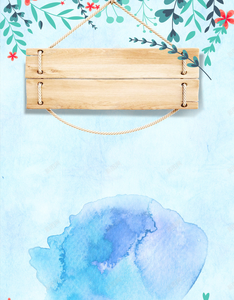 蓝色唯美水彩海报背景psd设计背景_新图网 https://ixintu.com 唯美 春天 木板 水彩 海报 海报背景 背景 花草 蓝色