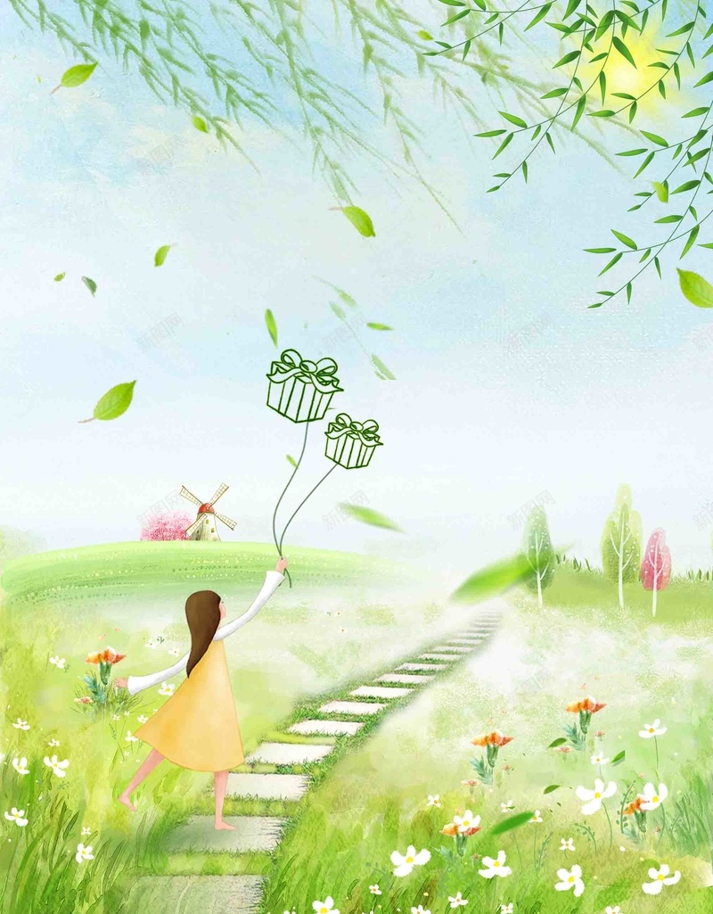 舞动全城一降到底海报背景模板psd设计背景_新图网 https://ixintu.com 一降到底 手绘 春天 海报 绿色 背景模板 舞动全城 踏青