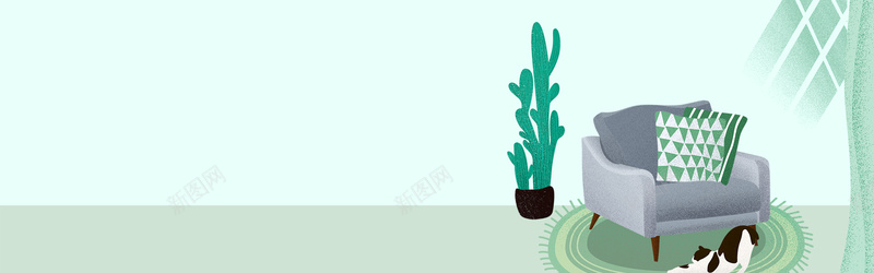 简约素雅全屏海报bannerpsd设计背景_新图网 https://ixintu.com anner banner psd 全屏海报 小猫 植物 沙发 简约 素雅 花盆