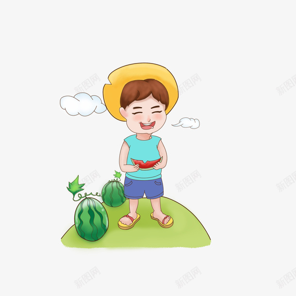 夏日消暑吃西瓜人物psd免抠素材_新图网 https://ixintu.com 人物 吃西瓜 夏日 消暑