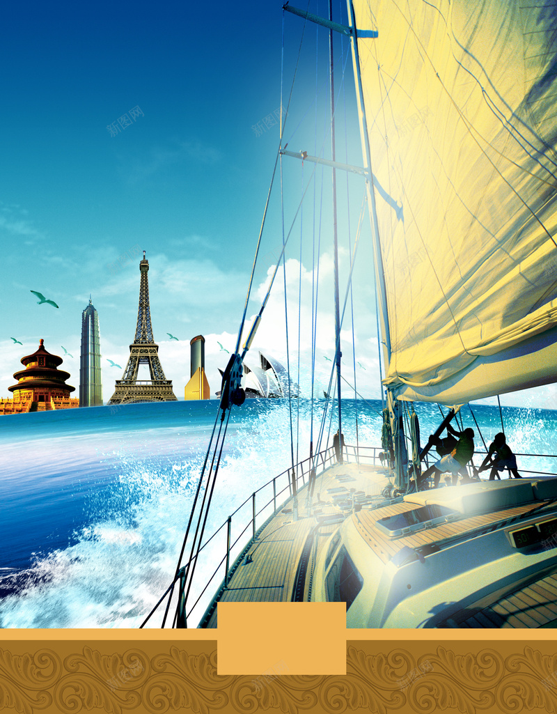 乘风破浪海报psd设计背景_新图网 https://ixintu.com 商务 帆船 科幻 科技