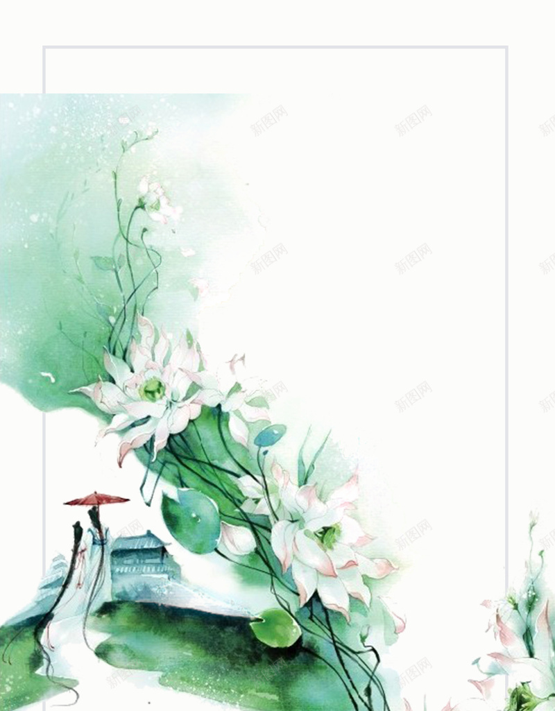 卡通古风绿色植物海报背景psd高清背景_新图网 https://ixintu.com 卡通海报 古风海报 手绘海报 文艺海报 植物海报 水彩海报 浪漫海报 清新