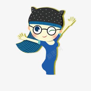 戴眼镜的女孩扁平人物png免抠素材_新图网 https://ixintu.com 戴眼镜的女孩 扁平人物