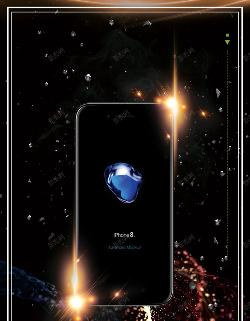 黑金苹果手机iPhone8促销psd设计背景_新图网 https://ixintu.com iPhone8 乔布斯 促销 手机 未来 科技 苹果 苹果发布会 黑金