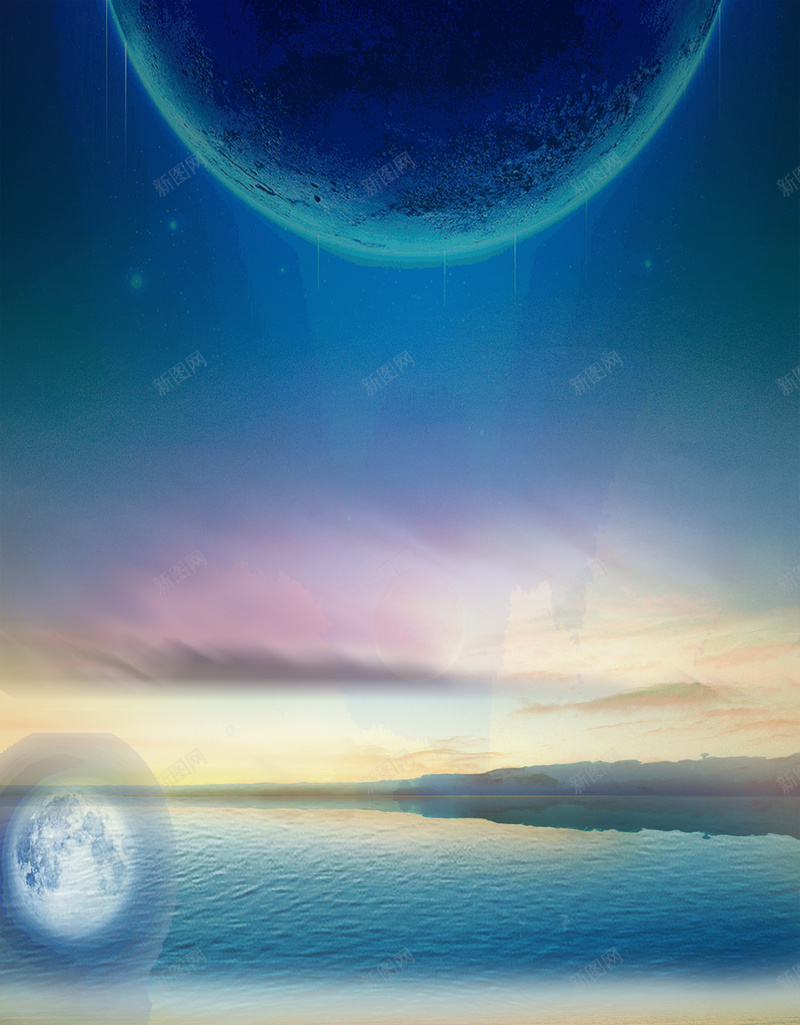 宇宙星球天空晚霞水面psd设计背景_新图网 https://ixintu.com 天空 宇宙 星球 晚霞 水面 大气 浩瀚 云层 湖水